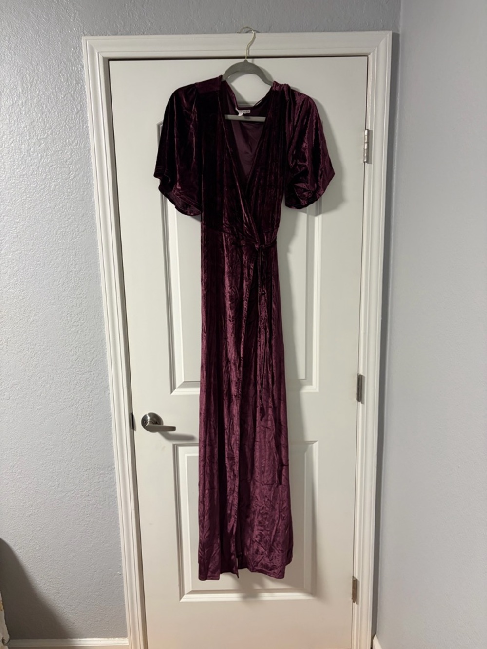 Baltic Born Velvet Maxi Wrap Dress in Deep Plum